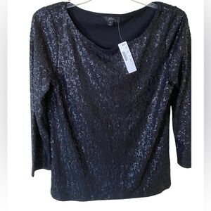J. Crew Shimmering Black Sequin Blouse NWT size S